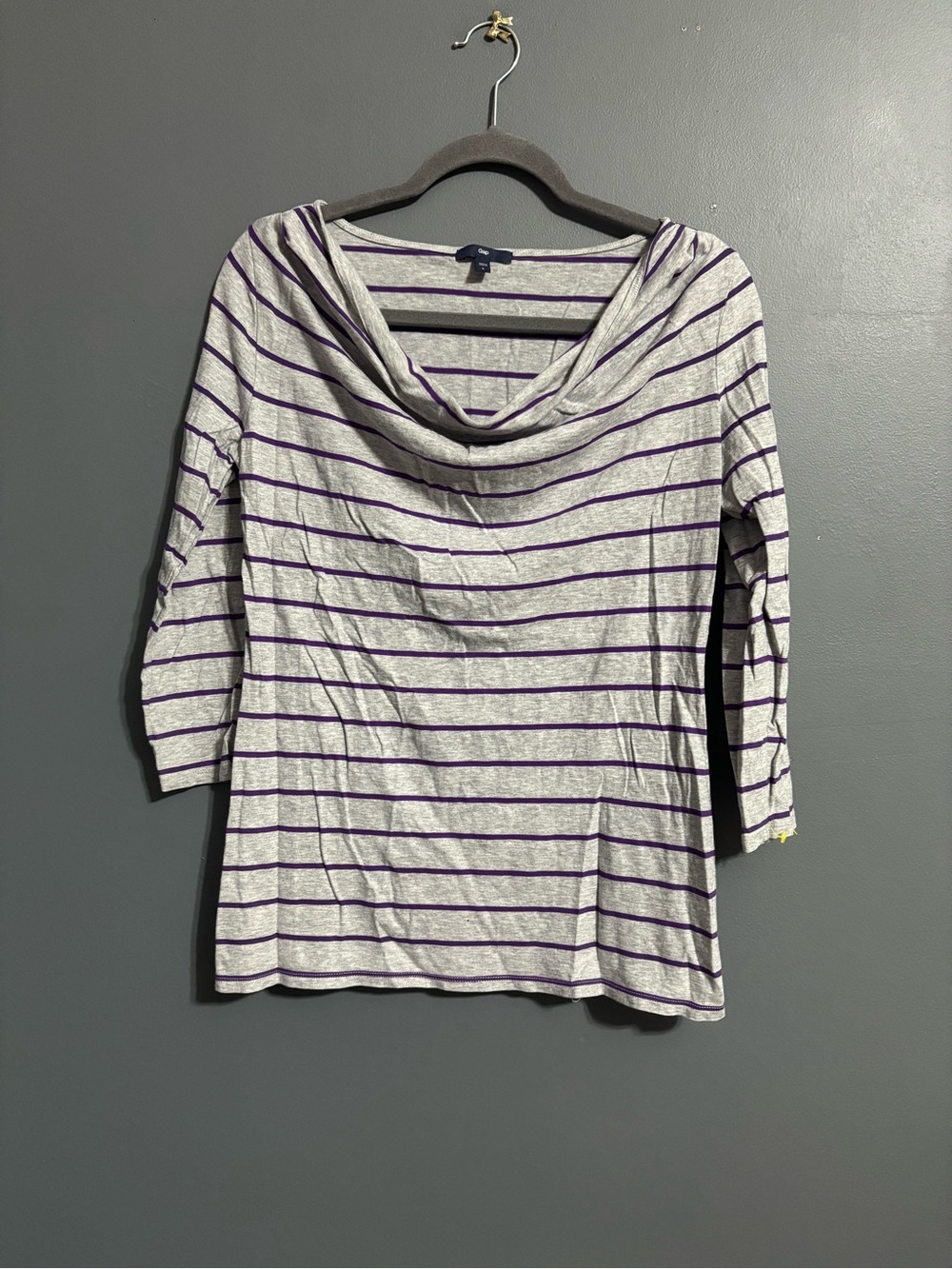 Gap Striped Cowl Neck Draped blouse Top size L